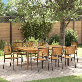 vidaXL Σετ Τραπεζαρίας Κήπου 9 pcs Μαύρο 200 x 100 x 74 cm