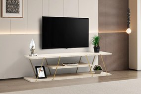Έπιπλο Τηλεόρασης Τραβερτίνη / Χρυσό CLOGEDO 120x30x33