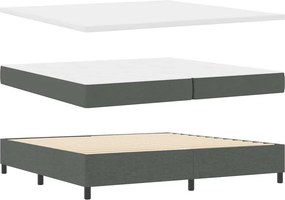vidaXL LED Κρεβάτι με βάθρο Σκούρο Γκρι 200 x 200 cm ύφασμα