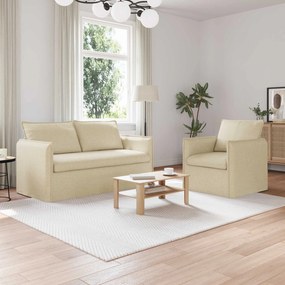 vidaXL Σετ Καναπέ 2 pcs Κρεμ 156 x 82 x 85 εκ Ύφασμα