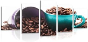 Φλιτζάνια εικόνων 5 μερών με κόκκους καφέ - 100x50