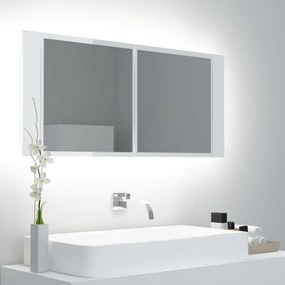 vidaXL Καθρέφτης Μπάνιου με LED Γυαλιστερό Λευκό 100 x 12 x 45 εκ.