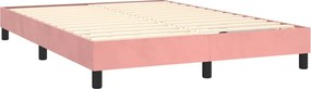 vidaXL Κρεβάτι Boxspring με Στρώμα Ροζ 140x200 εκ. Βελούδινο