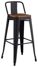 Σκαμπό Bar Με Πλάτη Relix Ε5208,1ΜW 42x42x76/92cm Dark Oak-Black