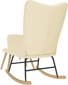 vidaXL Πολυθρόνα Κουνιστή Κρεμ Υφασμάτινη με Υποπόδιο