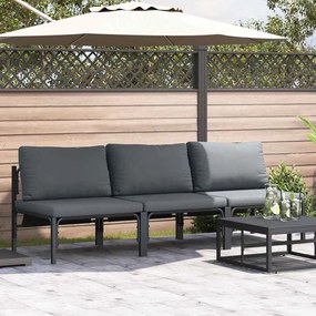 vidaXL Εξωτερικά Έπιπλα με μαξιλάρι με μαξιλάρι 3 pcs Ανθρακί Ατσάλι