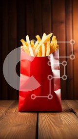 Intra Συλλεκτικό Ξύλινο Παζλ Plywood 4mm - Κόκκινη χάρτινη τσάντα γεμάτη με τηγανιτές πατάτες Σε Ξύλινο Κουτί - Διαστάσεις: 10x10 cm – 25 κομμάτια