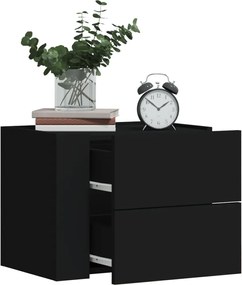 vidaXL Κομοδίνο Επιτοίχιο Μαύρο 45x30x35 εκ.