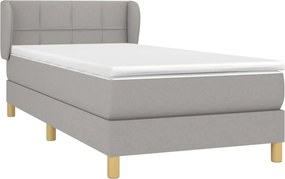 vidaXL Κρεβάτι Boxspring με Στρώμα Ανοιχτό Γκρι 80x200 εκ. Υφασμάτινο