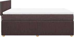 vidaXL Κρεβάτι Boxspring με Στρώμα Σκούρο Καφέ 140x190 εκ. Υφασμάτινο