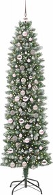 vidaXL Τεχνητό Λεπτό Χριστουγεννιάτικο Δέντρο Πράσινο και Λευκό 210 cm