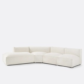 Γωνιακός αριστερός καναπές με μπουκλέ ταπετσαρία, Seven