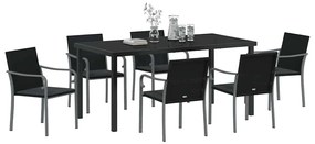 vidaXL Σέτ φαγητού για κήπο 7 pcs Μαύρο Πολυ ράταν
