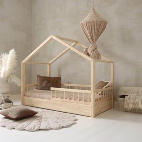 Κρεβάτι Παιδικό Montessori  New HouseBed Bello με Αφαιρούμενα Κάγκελα Natural 100×200cm  Luletto (Δώρο 10% έκπτωση στο Στρώμα)