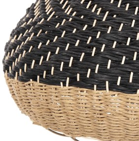 Φωτιστικό Οροφής Κρεμαστό Φυσικό Rattan-Paper Rope-Φυσικό&amp;Μαύρο Φ54x42-145Υεκ.