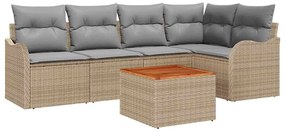 vidaXL Σετ Καναπέ Κήπου 6 pcs Μπεζ Πολυ ράταν