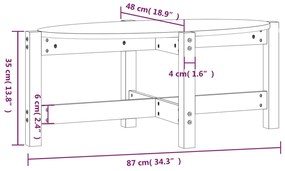 Τραπεζάκι Σαλονιού 87 x 48 x 35 εκ. από Μασίφ Ξύλο Πεύκου - Καφέ