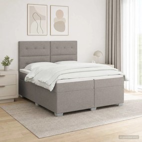 vidaXL Κρεβάτι box spring με στρώμα Taupe 200 x 200 cm Ύφασμα