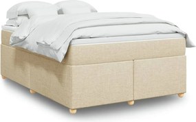 vidaXL Κρεβάτι Boxspring με Στρώμα Κρεμ 160x200 εκ. Υφασμάτινο