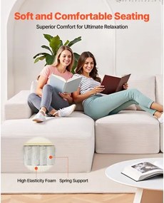 VEVOR Modular Sectional Sofa L Shaped Cloud Couch with Chaise and Cushion Beige