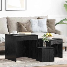 vidaXL Τραπεζάκια Σαλονιού 3 pcs Μαύρη δρυς 45 x 45 x 45 cm