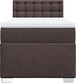 vidaXL Κρεβάτι Boxspring με Στρώμα Σκούρο Καφέ 90x200 εκ. Υφασμάτινο