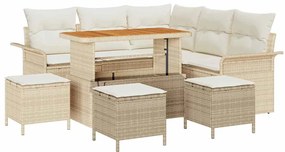 vidaXL Σετ Καναπέ Κήπου με μαξιλάρι 9 pcs Μπεζ, Κρέμα 110 x 55 x 71 εκ