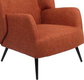 Πολυθρόνα Mareta pakoworld terracotta ύφασμα με πόδι σε μαύρη απόχρωση 83x80x99εκ