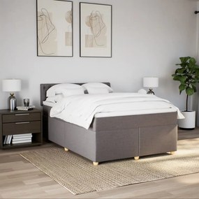 Κρεβάτι Boxspring με Στρώμα Taupe 140x200 εκ. Υφασμάτινο - Μπεζ-Γκρι