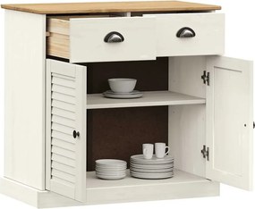 vidaXL Ντουλάπι με Συρτάρια VIGO Λευκό 78x40x75 εκ. Μασίφ Ξύλο Πεύκου