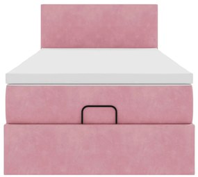 vidaXL Οθωμανικό κρεβάτι με στρώμα ροζ 100x200cm Velvet