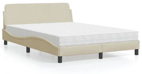 vidaXL Κρεβάτι με Στρώμα Κρεμ 120x200 εκ. Υφασμάτινο