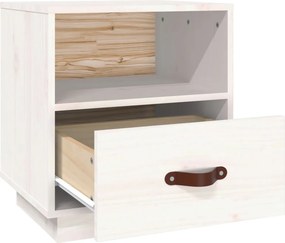 vidaXL Κομοδίνο Λευκό 40 x 34 x 45 εκ. από Μασίφ Ξύλο Πεύκου