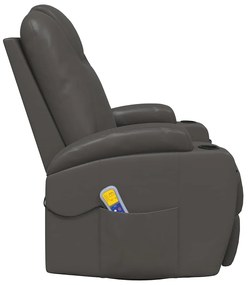 vidaXL Πολυθρόνα Μασάζ Ανακλινόμενη Ανθρακί από Συνθετικό Δέρμα