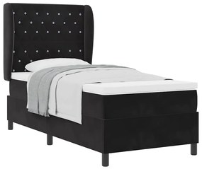 vidaXL Κρεβάτι με ελατήρια με στρώμα Μαύρο 90 x 200 cm Βελούδο