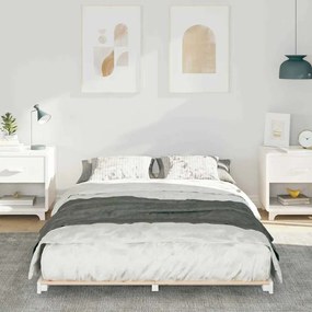 vidaXL Κρεβάτι δαπέδου Λευκό 120 x 200 cm Μασίφ ξύλο πεύκου
