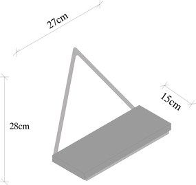 Ράφι Τοίχου Μαύρο / Σκούρα Καρυδιά SUBES 27x15x28