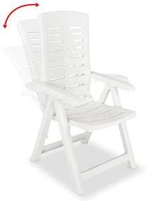 Καρέκλες Κήπου Ανακλινόμενες 4 τεμ. Λευκές Πλαστικές - Λευκό