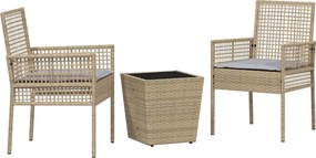 vidaXL Σετ Μπιστρό Κήπου 3 pcs Μπεζ συνθετικό ρατάν
