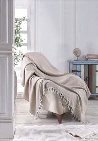 Stewehome φυσική πλεκτή βαμβακερή διακοσμητική κουβέρτα για μονή πολυθρόνα 160x160 cm
