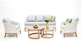 Σαλόνι Κήπου (Σετ 5Τμχ) Ibiza Ε6875 Natural-White Five Seater