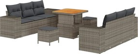 vidaXL Σετ Καναπέ Κήπου με αποθήκευση 9 pcs Γκρι Πολυ ράταν