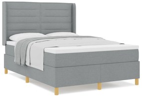 vidaXL Κρεβάτι Box Spring με Στρώμα Ανοιχτό Γκρι 140x200 εκ. Υφασμάτινο