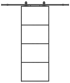 vidaXL Συρόμενη Πόρτα με Μηχανισμό Μαύρο 76x205 εκ. Γυαλί ESG