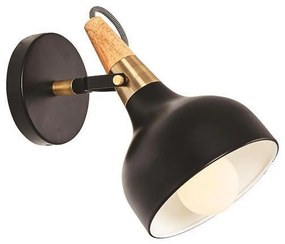 Απλίκα Τοίχου "ROTA" 1xE27 Μαύρο Ξύλο EUROLAMP 145-22301