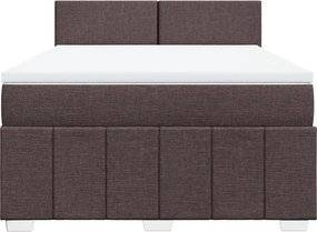 vidaXL Κρεβάτι Boxspring με Στρώμα Σκούρο Καφέ 140x200 εκ Υφασμάτινο