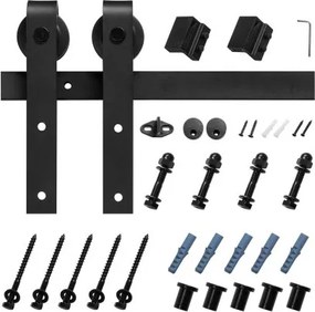 VEVOR 5FT Sliding Barn Door Hardware Kit for Single Sliding Barn Door Black
