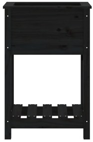 Ζαρντινιέρα με Ράφι Μαύρη 54 x 34,5 x 81 εκ. Μασίφ Ξύλο Πεύκου - Μαύρο