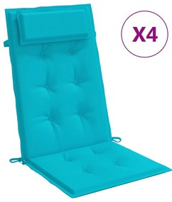 vidaXL Μαξιλάρια Καρέκλας με Ψηλή Πλάτη 4 τεμ. Τιρκουάζ Ύφασμα Oxford