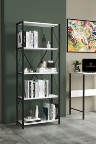 Stewehome Μεταλλική βιβλιοθήκη με 5 ράφια Λευκό 55x26x151 cm